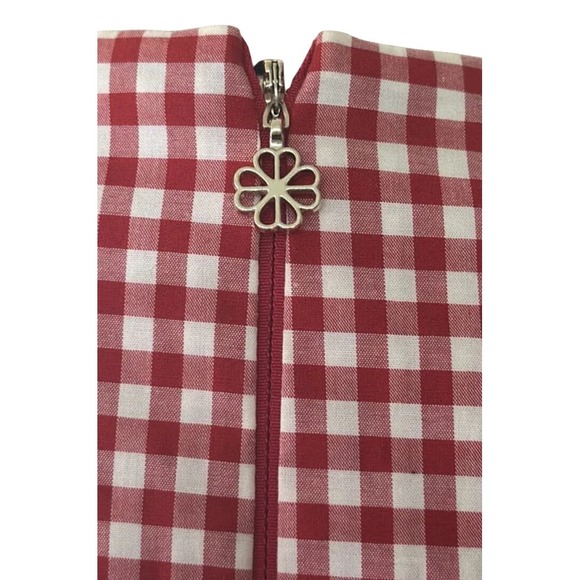 Kate Spade New York Red Gingham Tiered Dress Sleeveless V Neck - Picture 7 of 10